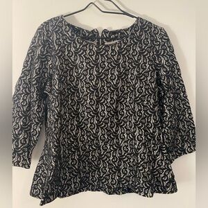 JCREW women’s black lace structured peplum top size XL